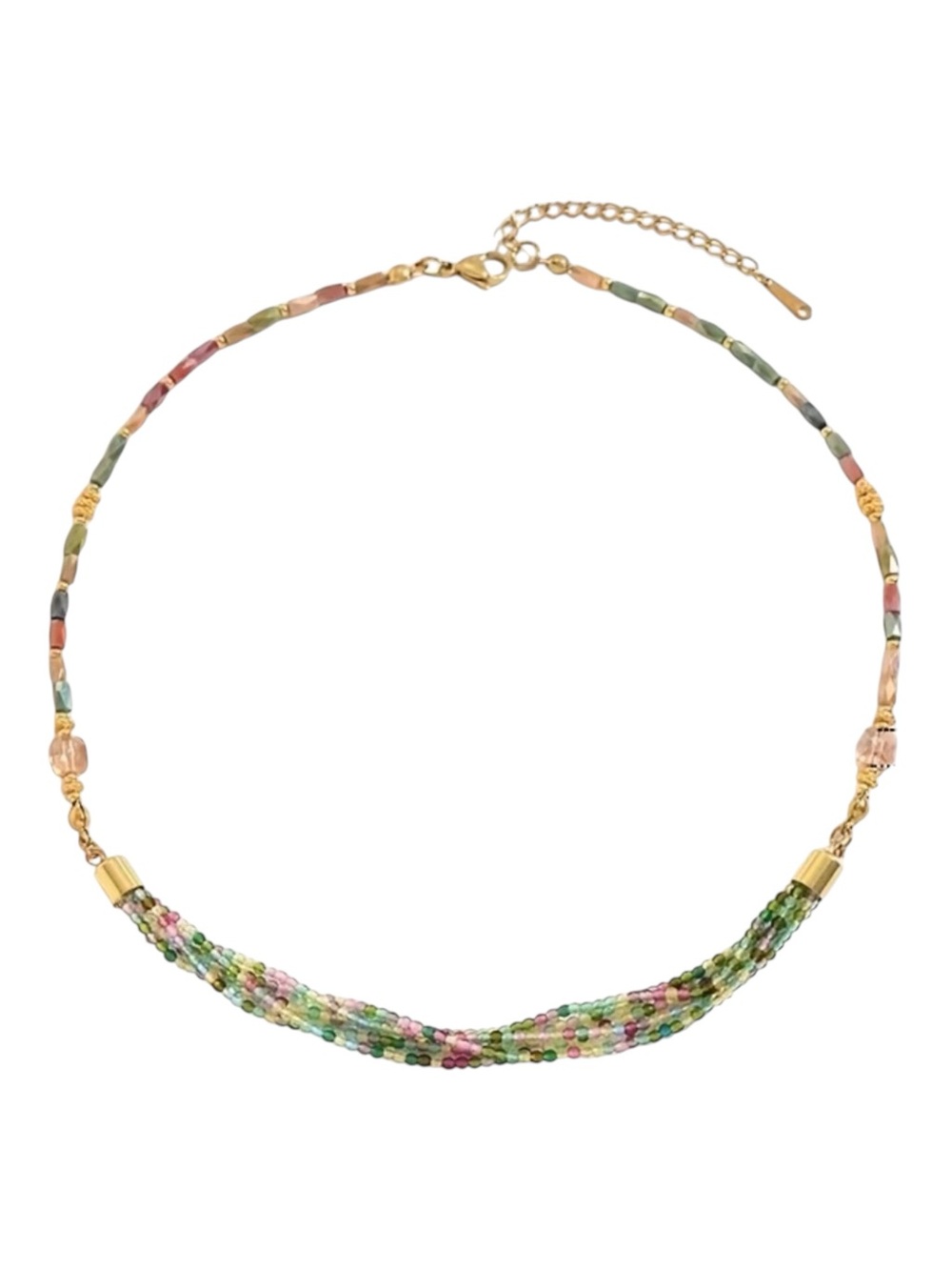Gold Plated Multi-Strand Multicoloured Beaded Necklace. New. - Picture 4 of 7